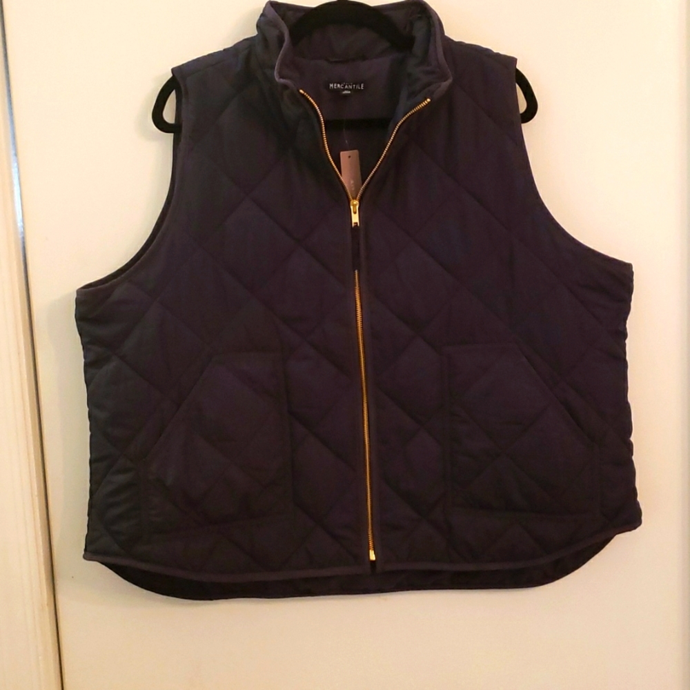 3x j crew navy quilted vest